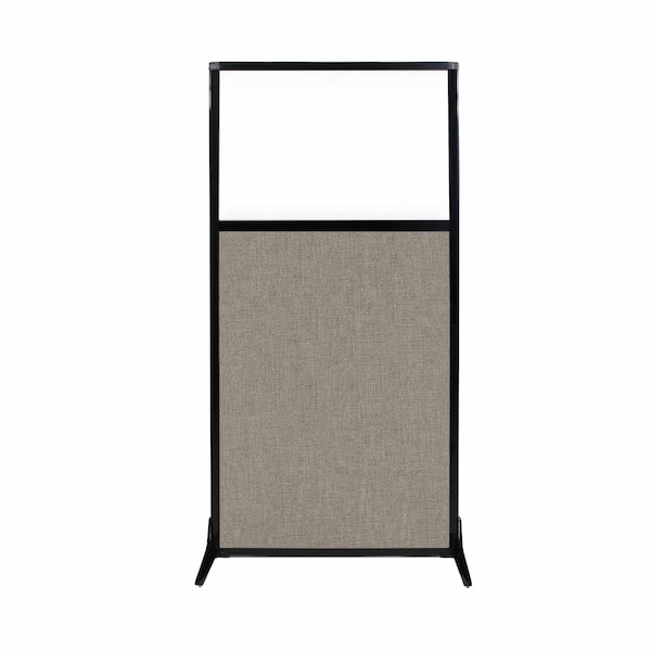 Work Station Screen 33" x 70" Warm Pebble Fabric With Clear Window